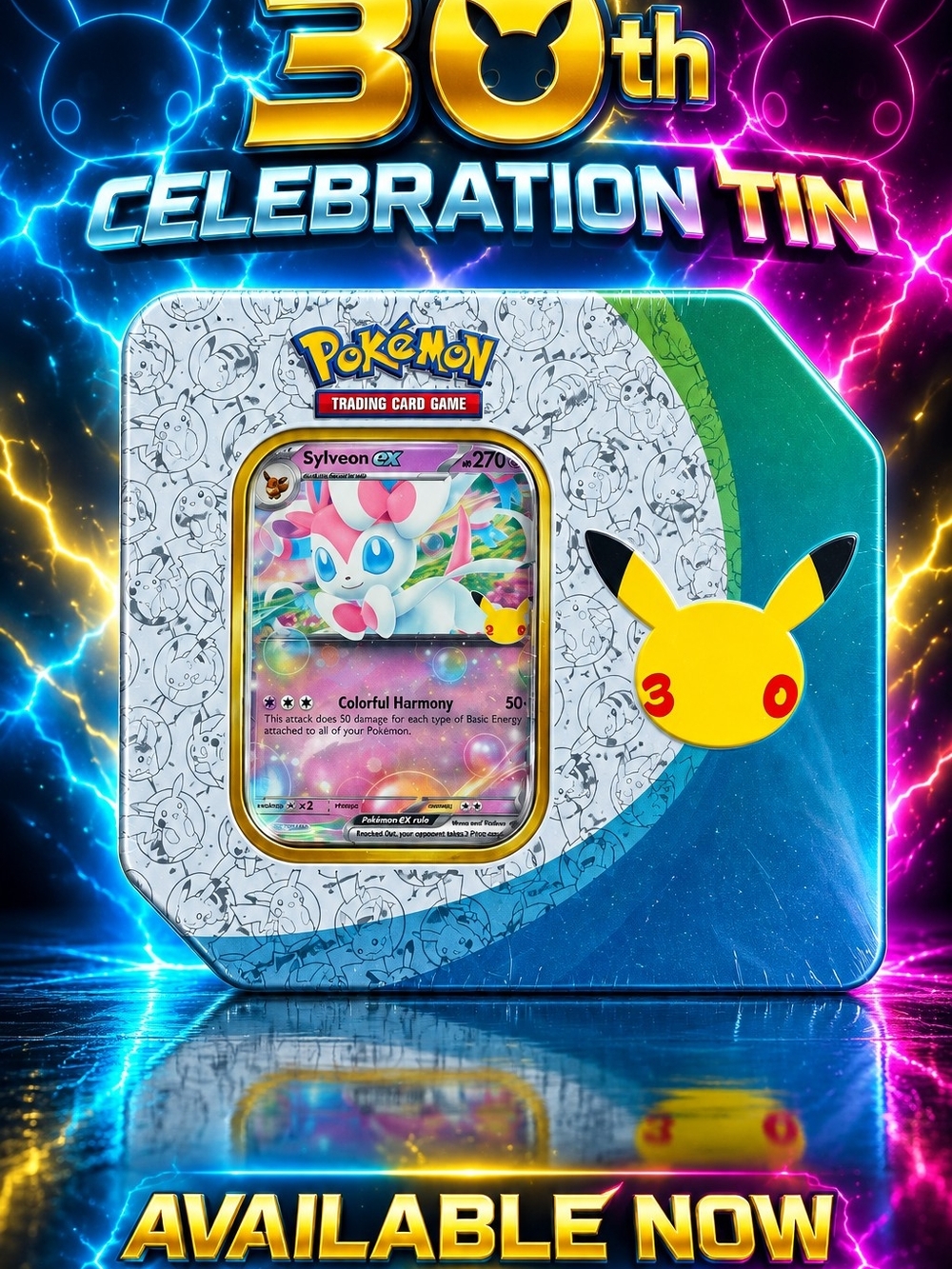 Pokémon 30th Celebration Tin - Sylveon EX Featured (Blue/Green)